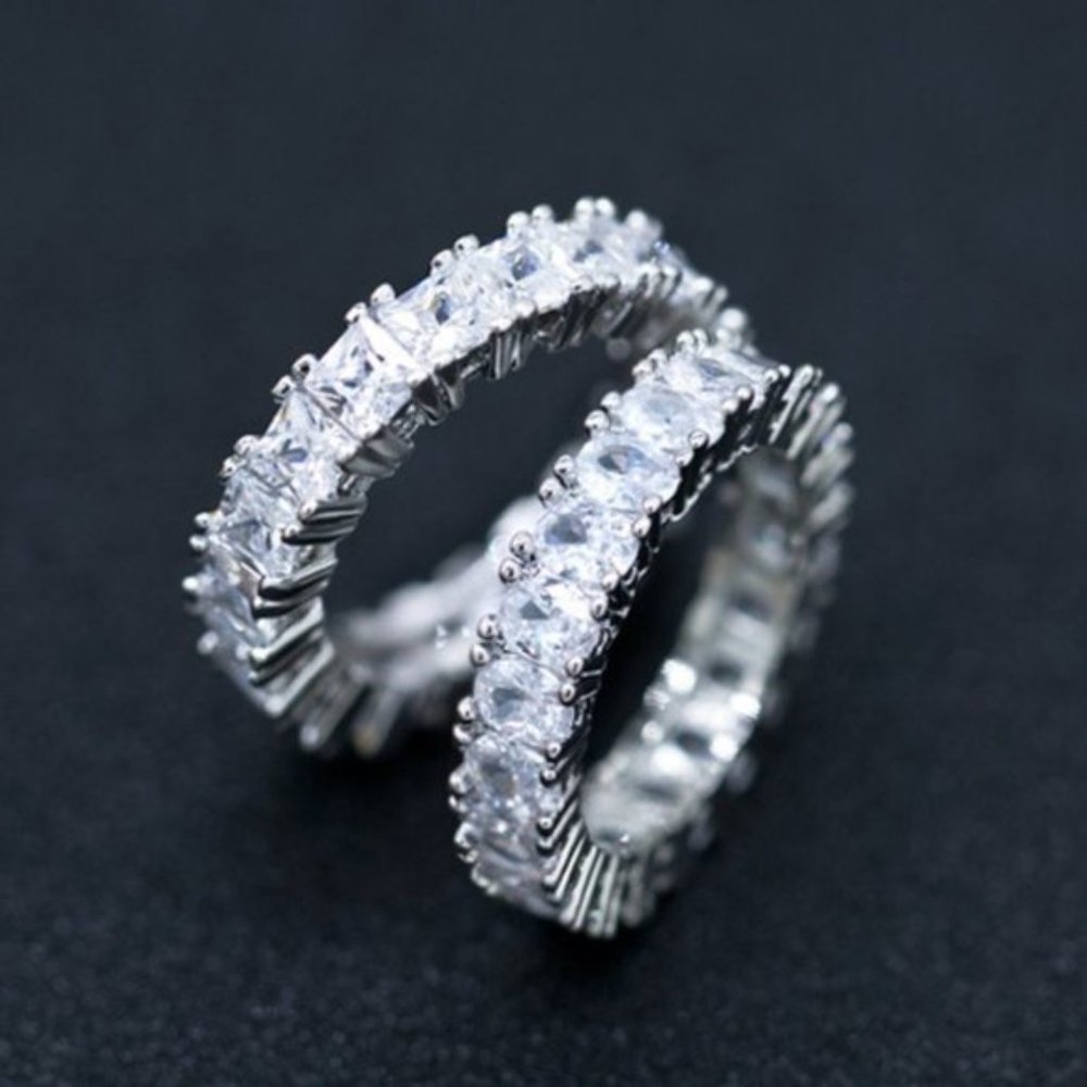 *NEW*Eternity 18K White Gold Square Diamond Ring - Picture 7 of 8